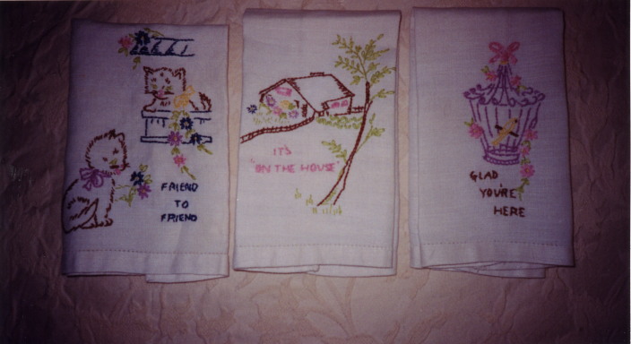 Towels embroidered by Fanny.
